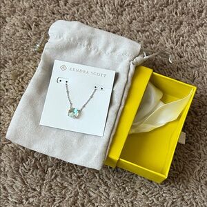 Kendra Scott Silver Necklace with Round Glass Pendant